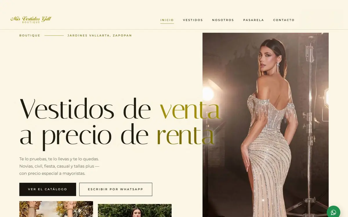 Sitio web de Mis Vestidos en escritorio