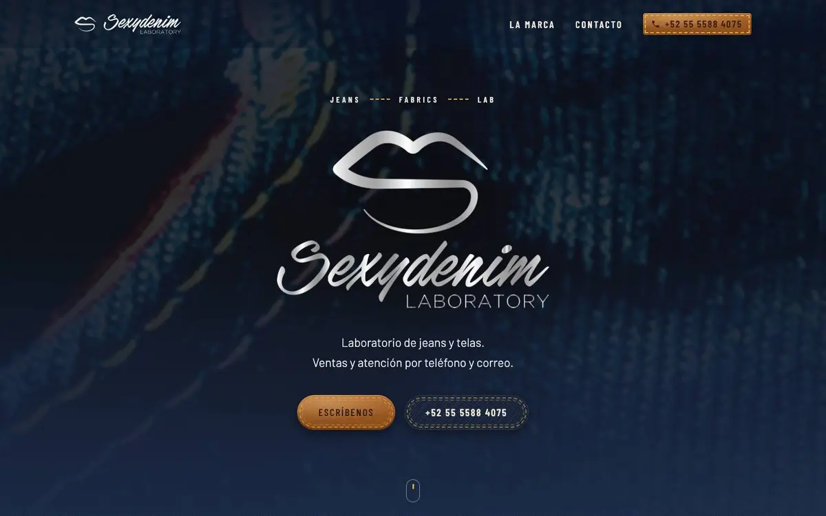 Sitio web de Sexydenim Laboratory en escritorio