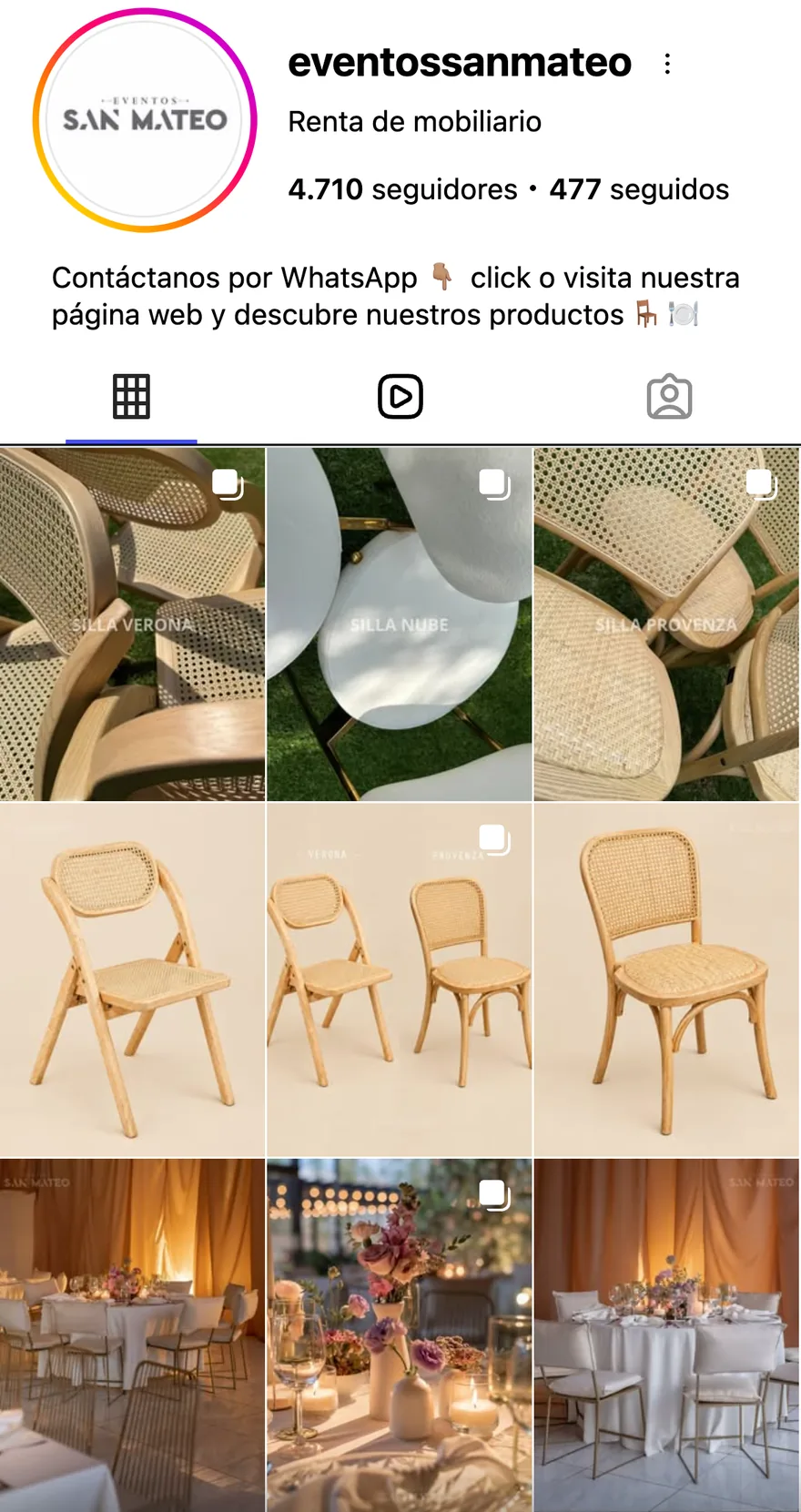 Perfil de Instagram de @eventossanmateo