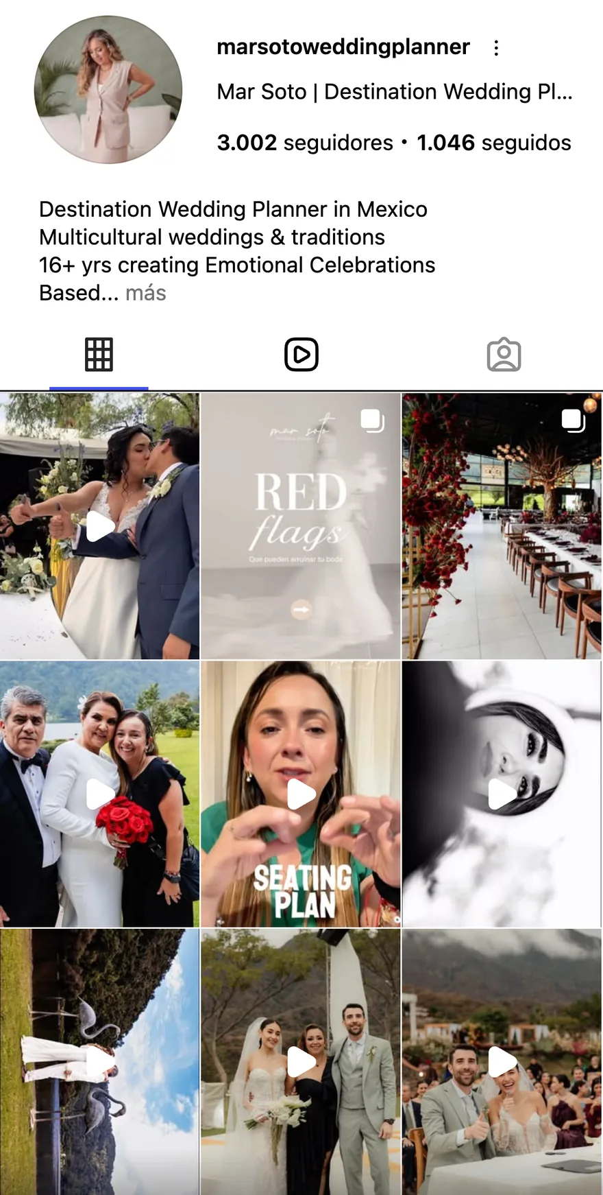 Perfil de Instagram de @marsotoweddingplanner