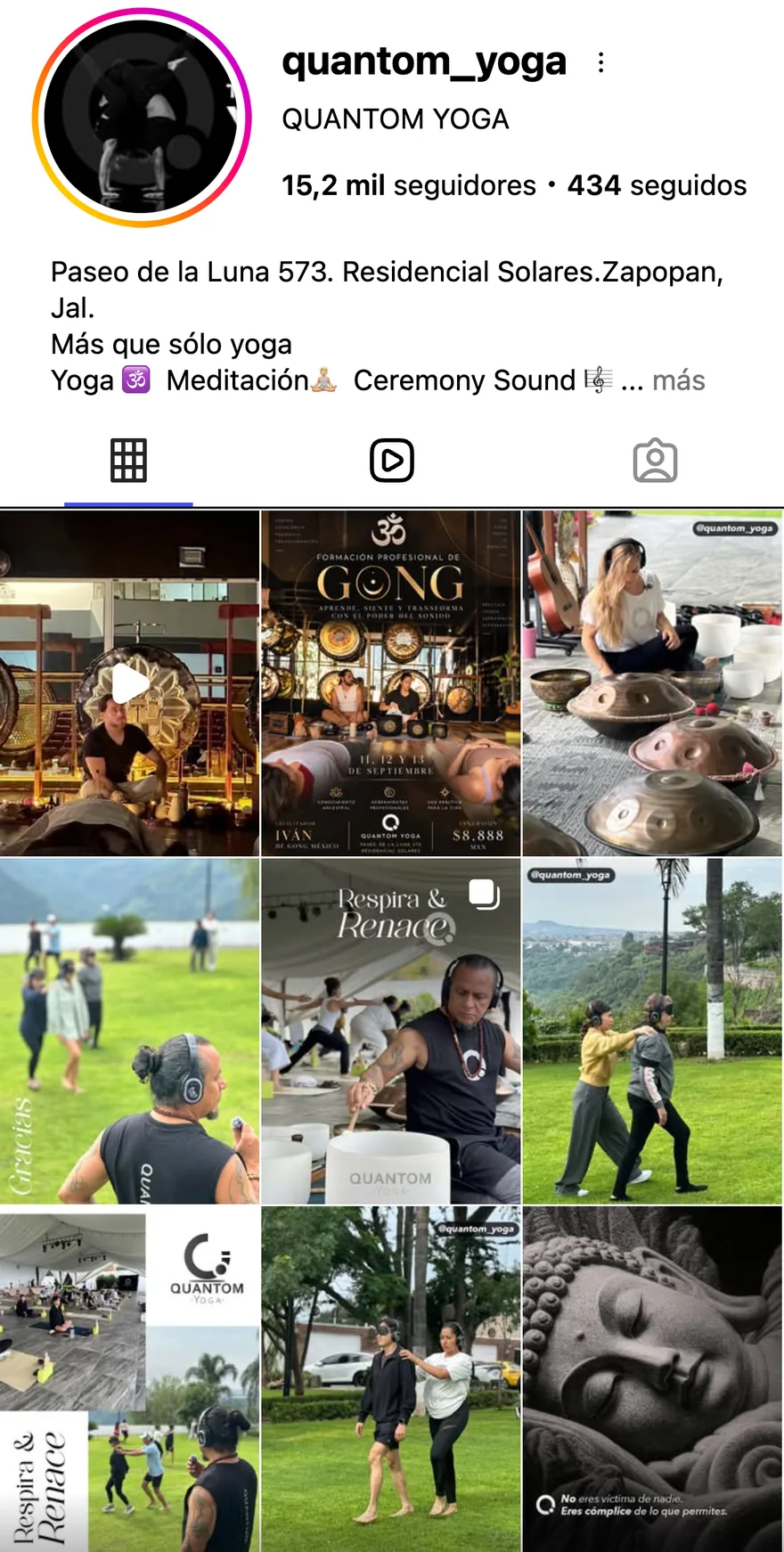 Perfil de Instagram de @quantom_yoga