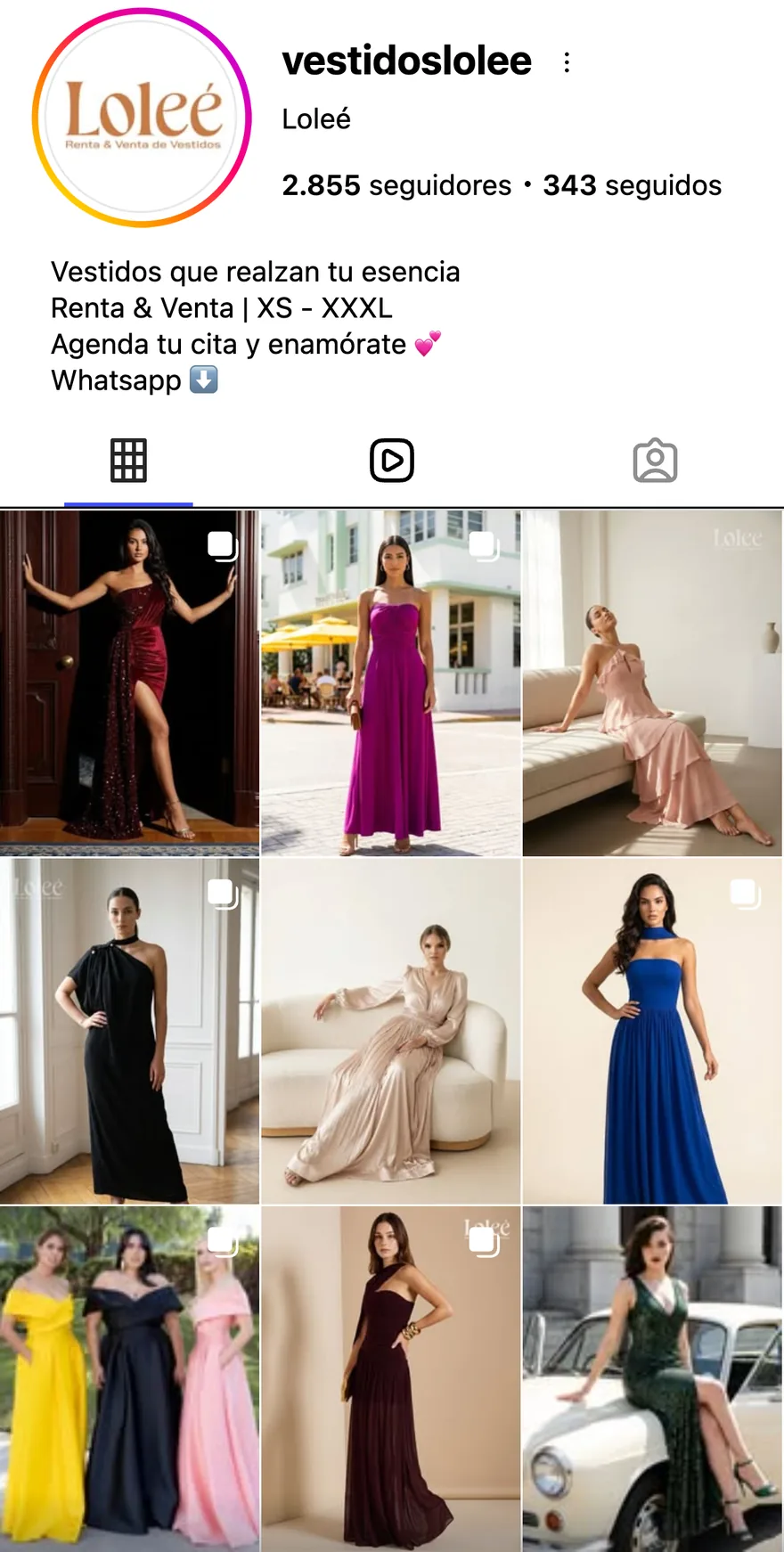 Perfil de Instagram de @vestidoslolee